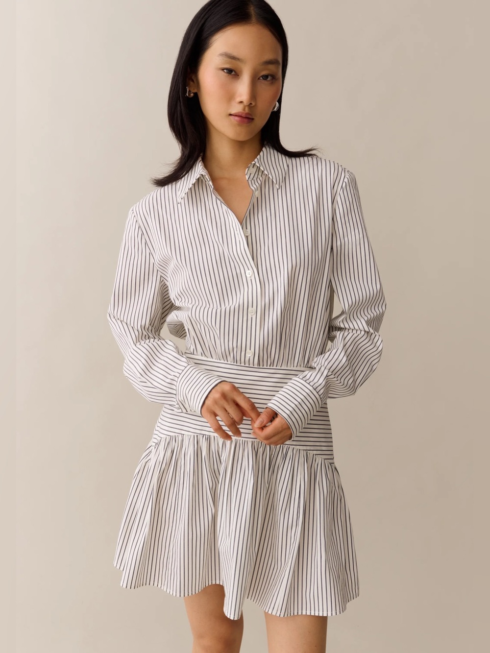 Few Moda o.p.t Nolira Striped Shirt Dress in White and Black
